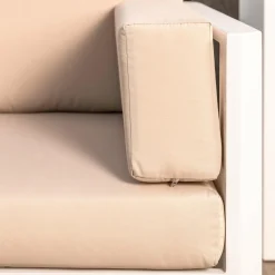 MOBELLIA Salon de jardin d'angle en aluminium 6 places Ostara et taupe Blanc Outlet