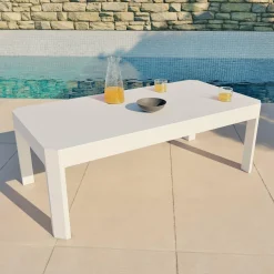 MOBELLIA Salon de jardin d'angle en aluminium 6 places Ostara et taupe Blanc Outlet