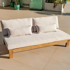 MOBELLIA Salon de jardin d'angle en bois d'acacia 5 places 5 pcs Borneo Sable Outlet