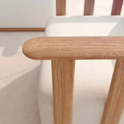 MOBELLIA Salon de jardin d'angle en bois teck 6 places Java Ecru Hot