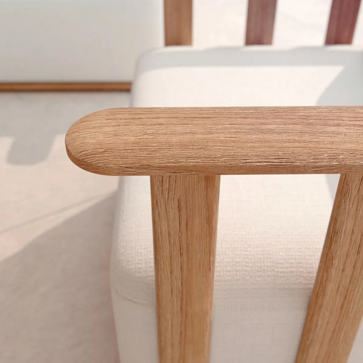 MOBELLIA Salon de jardin d'angle en bois teck 6 places Java Ecru Hot