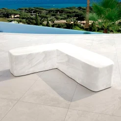 MOBELLIA Salon de jardin d'angle en bois teck 6 places Java Ecru Hot