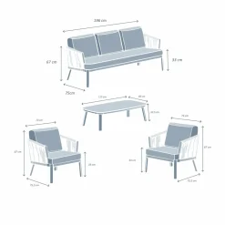 MOBELLIA Salon de jardin en aluminium 5 places 4 pcs Amalfi Gris anthracite et gris clair Anthracite - Gris Clair Hot