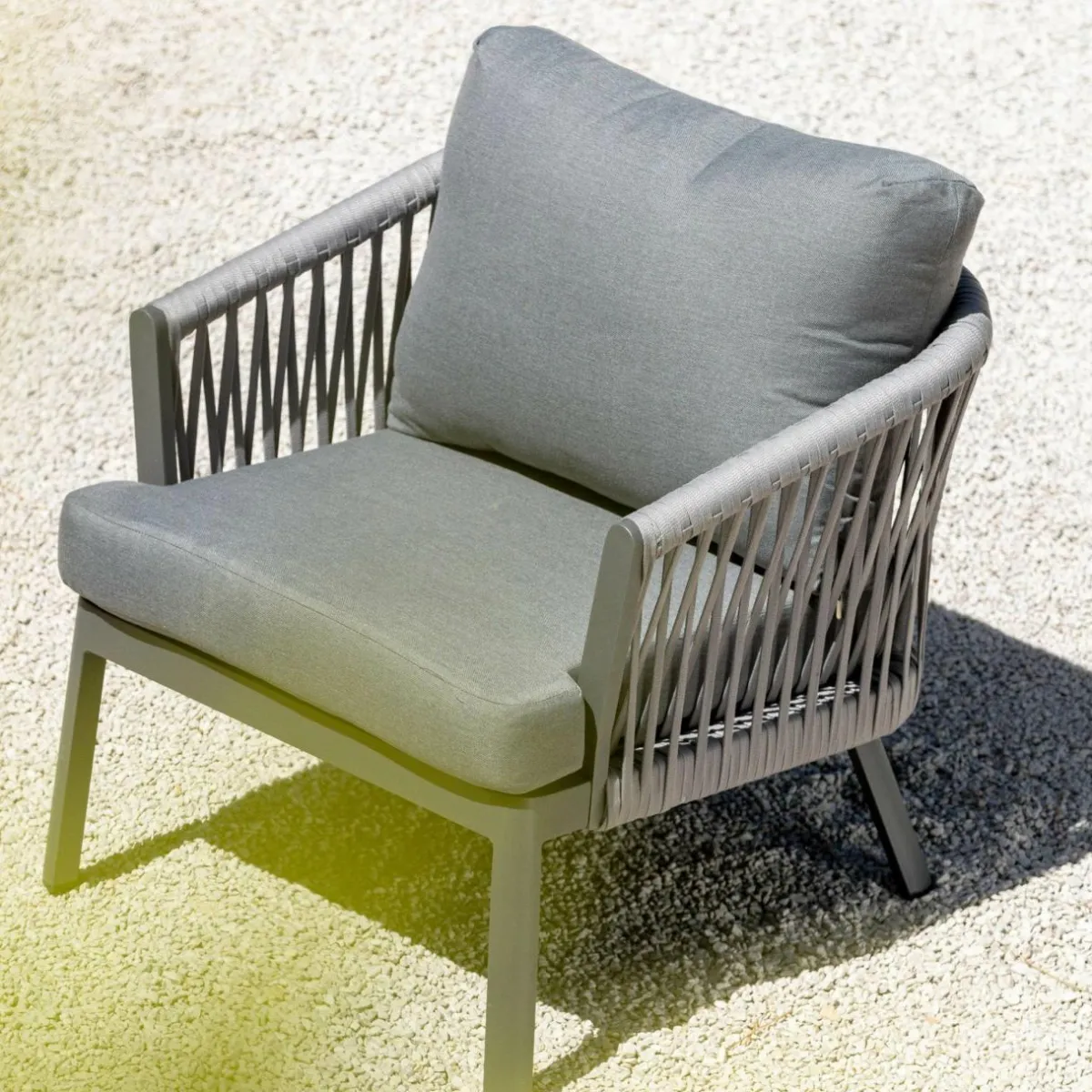 MOBELLIA Salon de jardin en aluminium 2 places 3 pcs Amalfi Gris Anthracite Discount