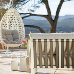 MOBELLIA Salon de jardin en aluminium 7 places Long Beach Blanc New