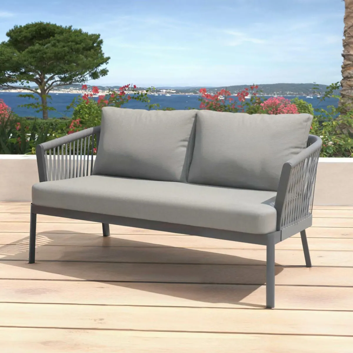MOBELLIA Salon de jardin en aluminium 7 places 5 pcs Amalfi Gris Anthracite Sale