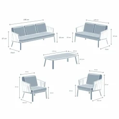 MOBELLIA Salon de jardin en aluminium 7 places 5 pcs Amalfi Gris Anthracite Sale