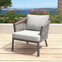 MOBELLIA Salon de jardin en aluminium 2 places 3 pcs Amalfi Gris anthracite et gris clair Anthracite - Gris Clair Clearance