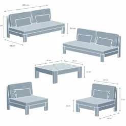 MOBELLIA Salon de jardin en bois d'acacia 8 places 5 pcs Borneo Gris Anthracite New