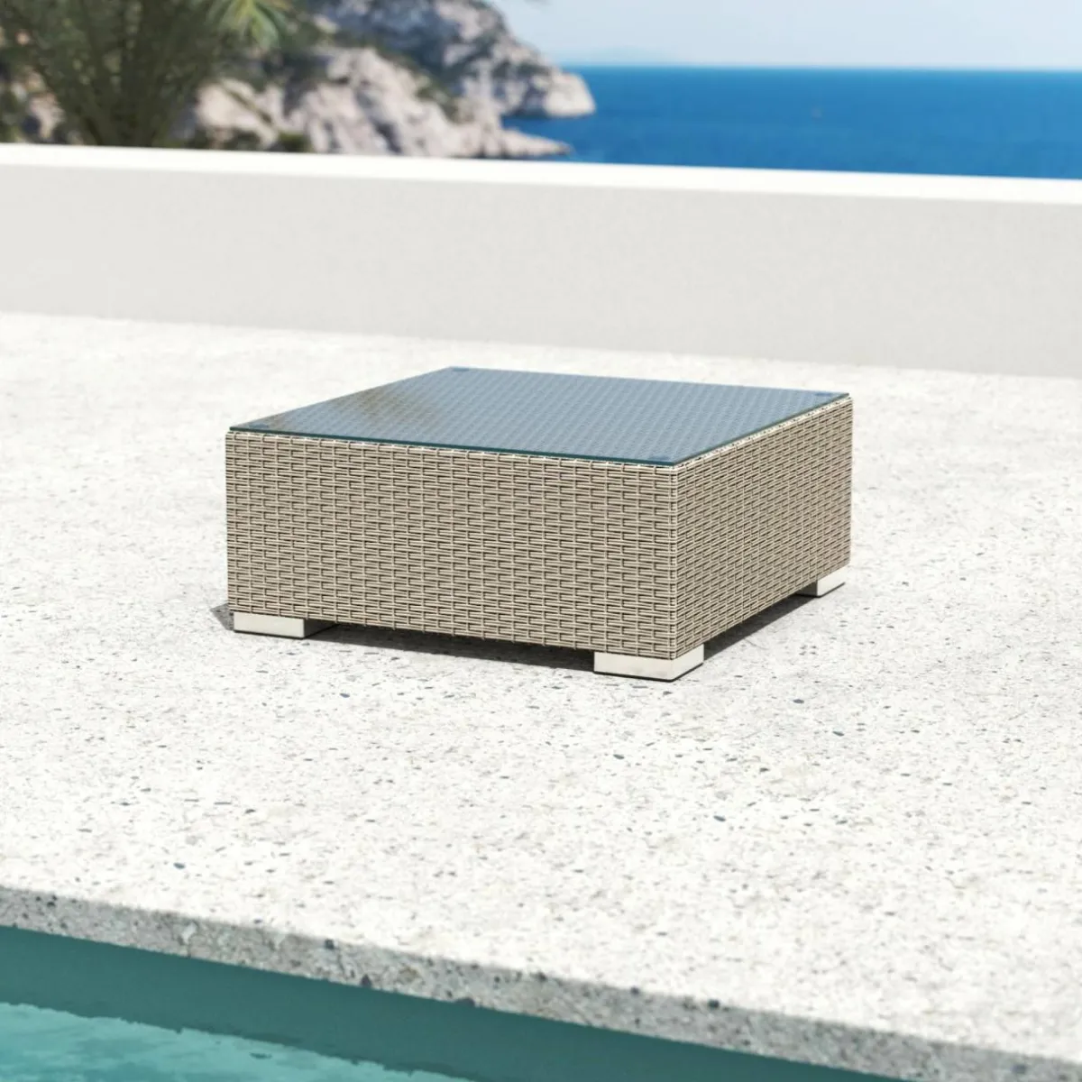 MOBELLIA Salon de jardin en résine tressée 2 places 3 pcs Palma Gris Tresse Gris - Gris Outlet