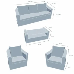 MOBELLIA Salon de jardin en résine tressée 5 places 4 pcs Calvi Blanc et gris clair Tressé Blanc - Gris clair Discount
