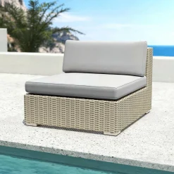 MOBELLIA Salon de jardin en résine tressée 9 places 9 pcs Palma Gris Tresse Gris - Gris New