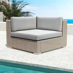 MOBELLIA Salon de jardin en résine tressée 9 places 9 pcs Palma Gris Tresse Gris - Gris New