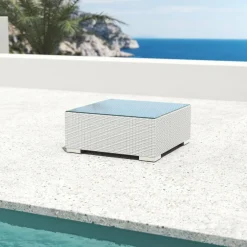 MOBELLIA Salon de jardin en résine tressée 2 places 3 pcs Palma Blanc et taupe Tressé Blanc - Taupe Discount