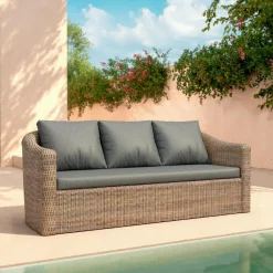 MOBELLIA Salon de jardin en résine tressée 7 places 5 pcs Calvi Sepia et gris foncé Tressé Sepia - Anthracite Best