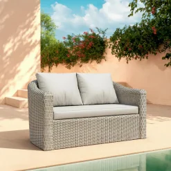 MOBELLIA Salon de jardin en résine tressée 7 places 5 pcs Calvi Gris et gris clair Tressé Gris - Gris clair Best