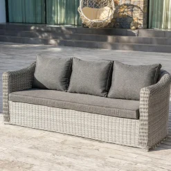 MOBELLIA Salon de jardin en résine tressée 5 places 4 pcs Calvi Gris et gris foncé Tressé Gris - Anthracite New
