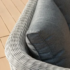 MOBELLIA Salon de jardin en résine tressée 5 places 4 pcs Calvi Gris et gris foncé Tressé Gris - Anthracite New