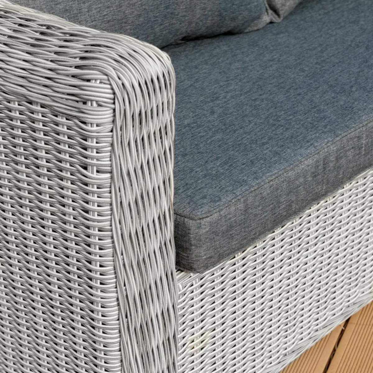MOBELLIA Salon de jardin en résine tressée 5 places 4 pcs Calvi Gris et gris foncé Tressé Gris - Anthracite New