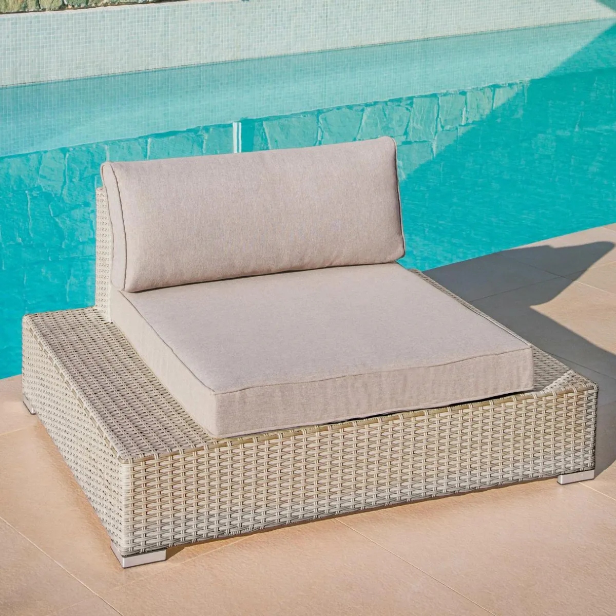 MOBELLIA Salon de jardin en résine tressée 9 places 9 pcs Palma Gris et taupe Tressé Gris - Taupe Hot