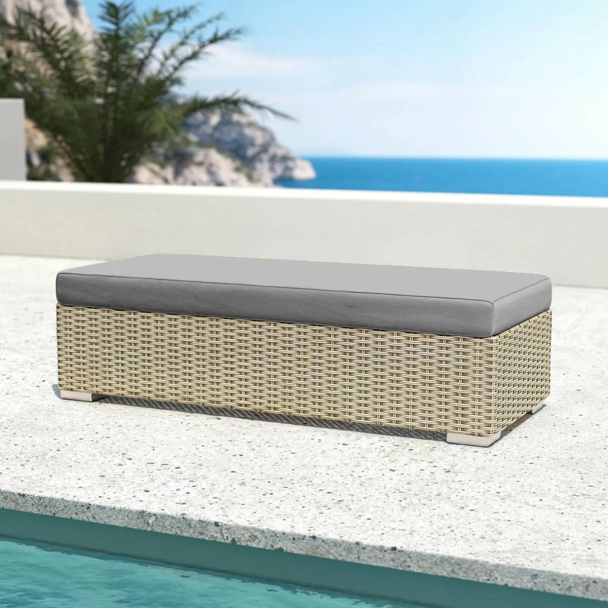 MOBELLIA Salon de jardin en résine tressée 9 places 9 pcs Palma Gris et anthracite Tressé Gris - Anthracite Discount