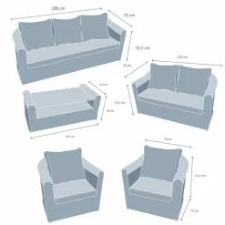 MOBELLIA Salon de jardin en résine tressée 7 places 5 pcs Calvi Blanc et taupe Tressé Blanc - Taupe New