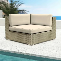 MOBELLIA Salon de jardin en résine tressée 5 places 6 pcs Palma Gris et beige Tresse Gris - Beige Discount