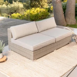 MOBELLIA Salon de jardin en résine tressée 4 places 4 pcs Palma Gris et taupe Tressé Gris - Taupe Online