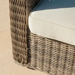 MOBELLIA Salon de jardin en résine tressée 4 places 4 pcs Calvi Sepia et beige Tressé Sepia - Beige