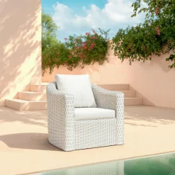 MOBELLIA Salon de jardin en résine tressée 4 places 4 pcs Calvi Blanc Tressé Blanc - Blanc Hot