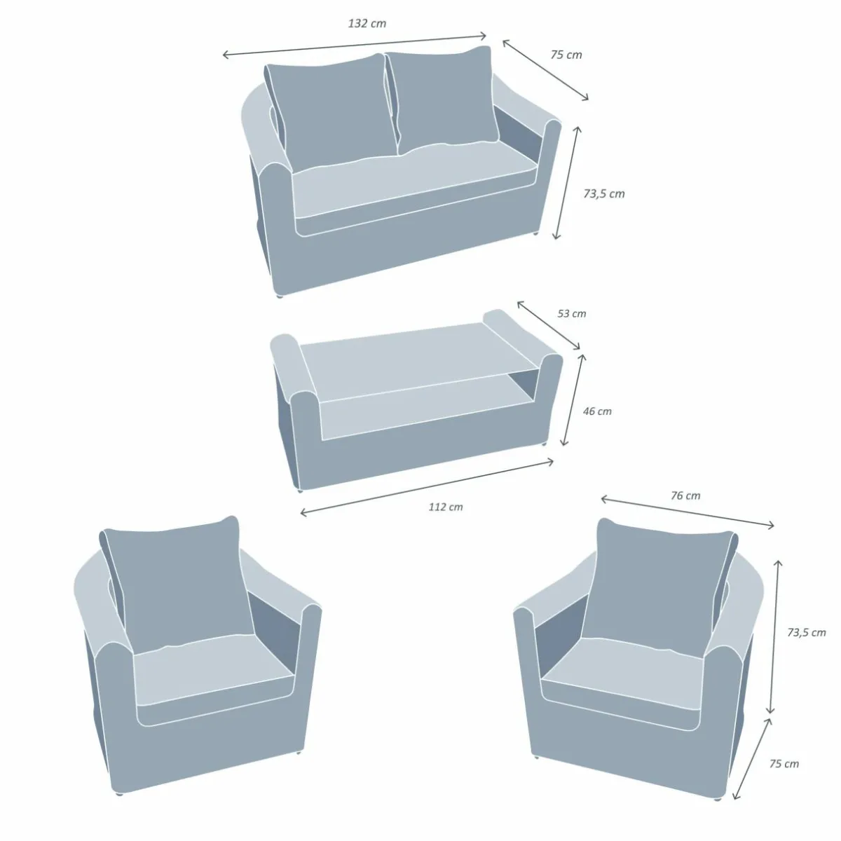 MOBELLIA Salon de jardin en résine tressée 4 places 4 pcs Calvi Blanc Tressé Blanc - Blanc Hot