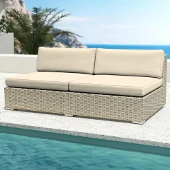 MOBELLIA Salon de jardin en résine tressée 4 places 4 pcs Palma Gris et beige Tresse Gris - Beige New