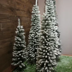 EMINZA Sapin artificiel de Noël (H150 cm) Narrow Vert enneigé Sapin enneigé Hot
