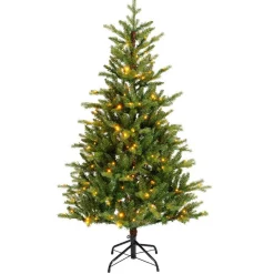 EMINZA Sapin de Noël artificiel lumineux (220 LED) H150 cm Allix Vert sapin Sapin vert lumineux Best