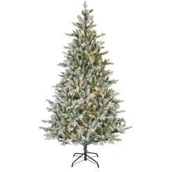 EMINZA Sapin de Noël artificiel lumineux 430 LED (H210 cm) Allix Vert enneigé Sapin enneigé lumineux Clearance