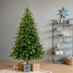 EMINZA Sapin de Noël artificiel lumineux 480 LED (H210 cm) Idaho Vert sapin Sapin vert lumineux Discount