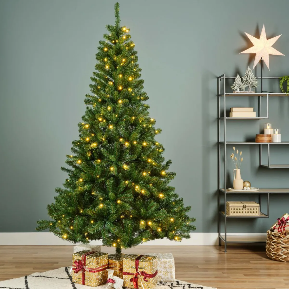 EMINZA Sapin de Noël artificiel lumineux 640 LED (H300 cm) King Vert sapin Sapin vert lumineux Discount