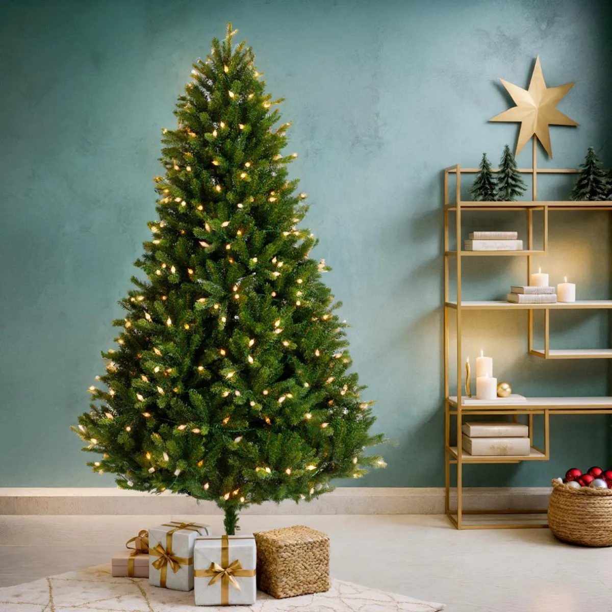 EMINZA Sapin de Noël artificiel lumineux 320 LED (H180 cm) Barrow Vert sapin Sapin vert lumineux Best