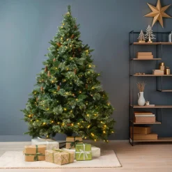 EMINZA Sapin de Noël artificiel lumineux (H210 cm) Washington Luxe Vert sapin Sapin vert lumineux