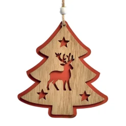 CHRISTMAS DREAM Sapin de Noël en bois à suspendre (H12 cm) Renne des forêts Rouge Online