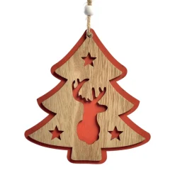 CHRISTMAS DREAM Sapin de Noël en bois à suspendre (H12 cm) Caribou des forêts Rouge Online