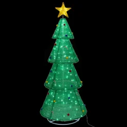 JJA Sapin de Noël lumineux 200 LED (H188 cm) Grande étoile Blanc froid Vert Hot