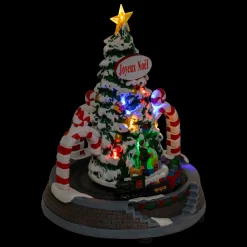 JJA Sapin de Noël lumineux et animé à piles (H24 cm) Arches sucre d'orge Multicolore