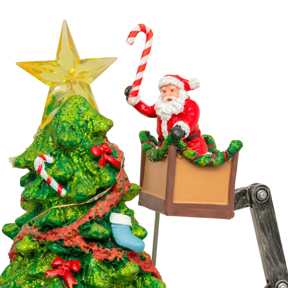 JJA Sapin de Noël musical et animé (H39 cm) Père Noël en nacelle Multicolore Hot