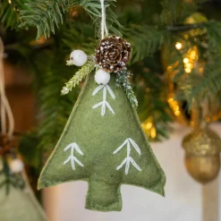 KAEMINGK Sapin en feutrine à suspendre (H13 cm) Alpin Vert romarin New