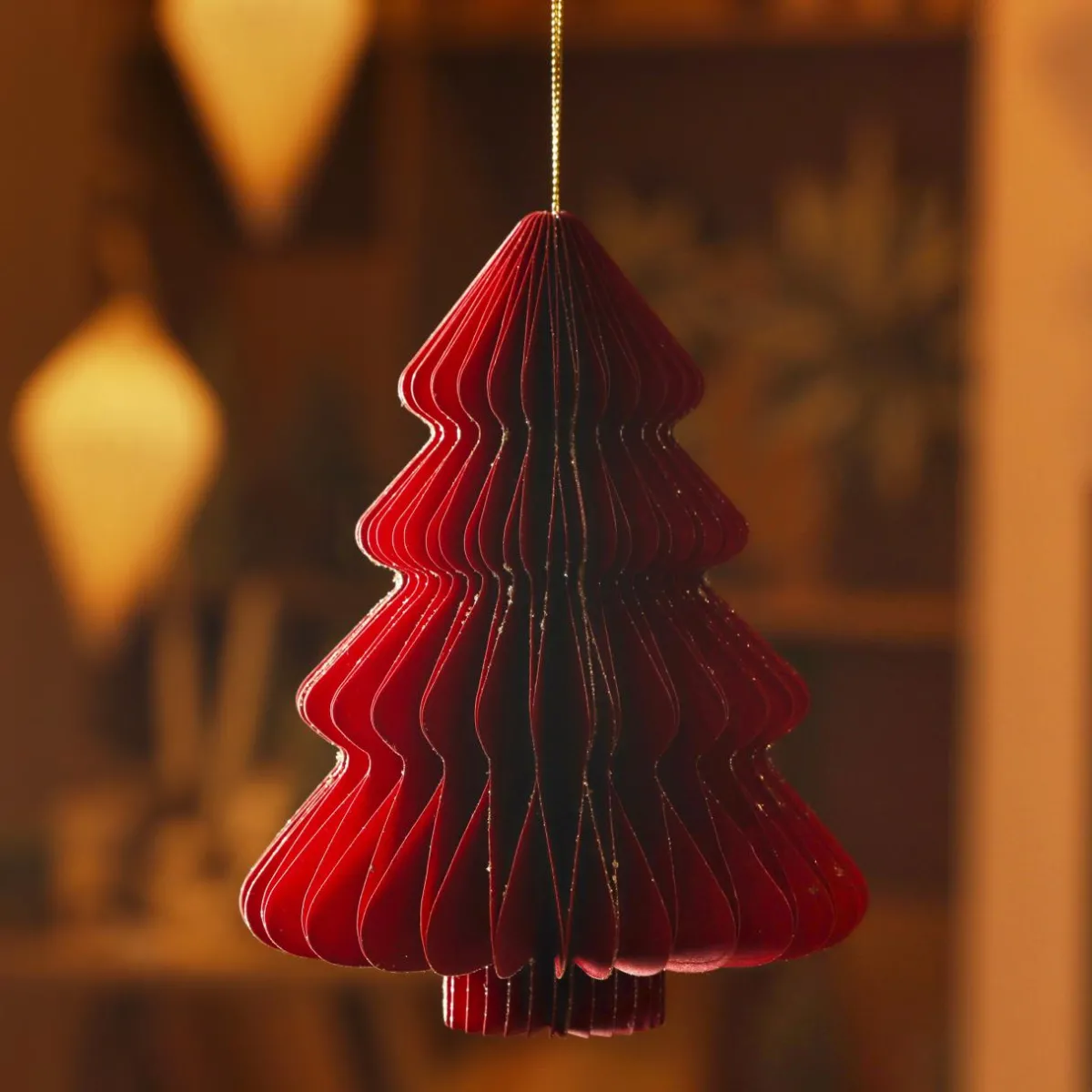 KAEMINGK Sapin en papier à suspendre (H15 cm) fermeture Magnétique Rouge Best