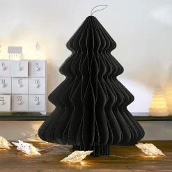 KAEMINGK Sapin en papier à suspendre (H40 cm) fermeture Magnétique Noir Outlet