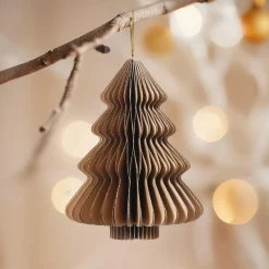 KAEMINGK Sapin en papier à suspendre (H15 cm) Fermeture Magnétique Brun Marron Clearance