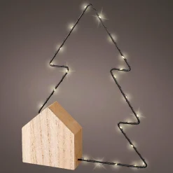 KAEMINGK Sapin lumineux à piles 22 LED (H30 cm) Alpina Blanc chaud Discount