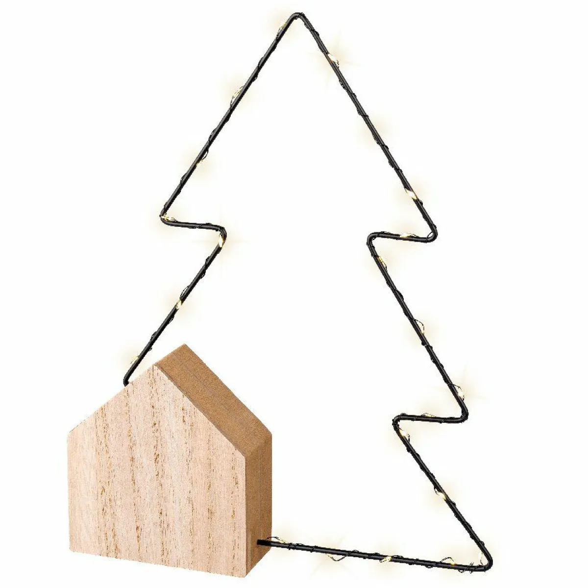KAEMINGK Sapin lumineux à piles 22 LED (H30 cm) Alpina Blanc chaud Discount